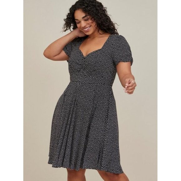 Black & White Polka Dot Sweetheart Neckline Fit & Flare Dress Size 2X 18 20 Plus - Picture 1 of 11